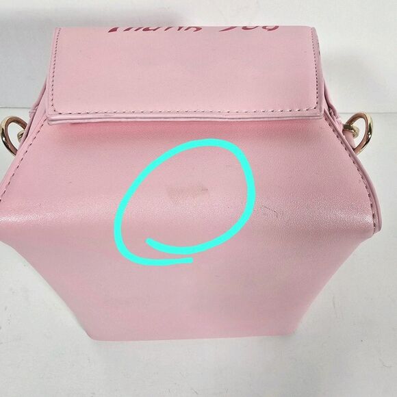 Chinese Take Out Purse Faux Leather Pink Crossbody Thank You Bag - Picture 12 of 12